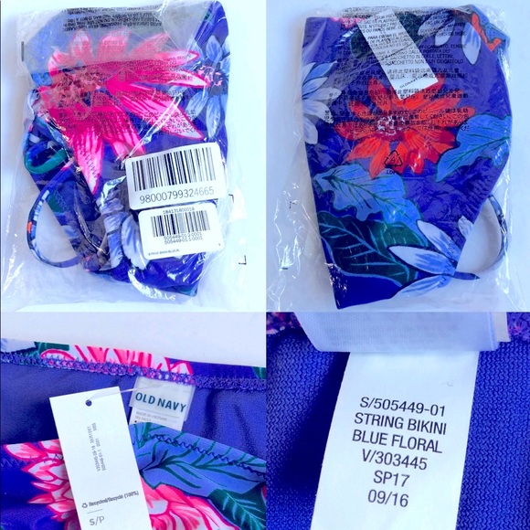 NEW OLD NAVY Bikini Swim Bottom Blue Floral Small Women’s - Picture 5 of 14